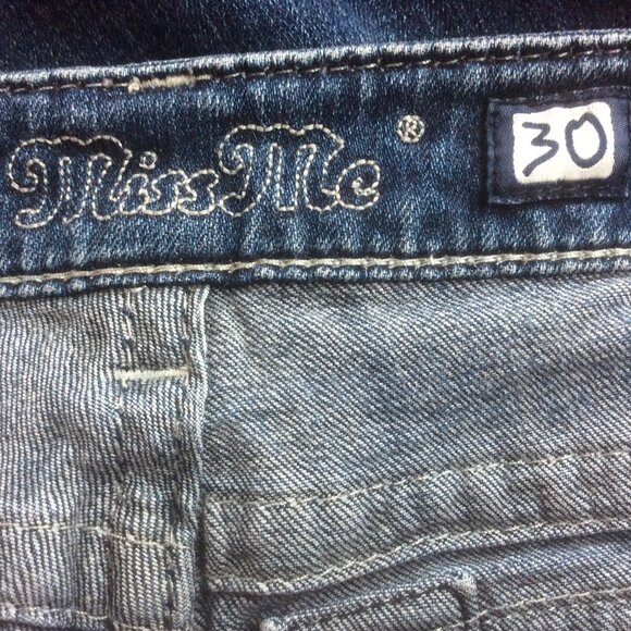 Miss Me Dark Wash Flap Pockets Mid Rise Boot Western Boho Denim Jeans Size 30* - Picture 5 of 10